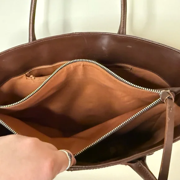 Vintage Cristian Brown Leather Double Handle Tote Bag Italy - Picture 8 of 8